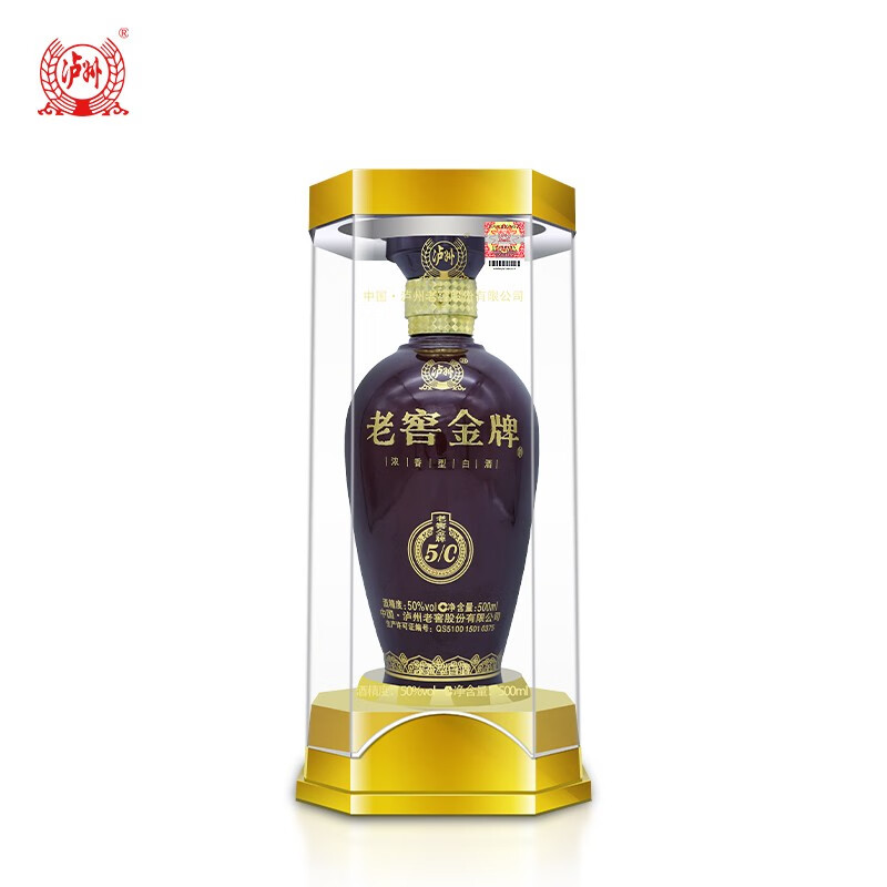 泸州 老窖金牌酒 5c 泸州老窖股份出品  50度浓香型白酒 单瓶500ml