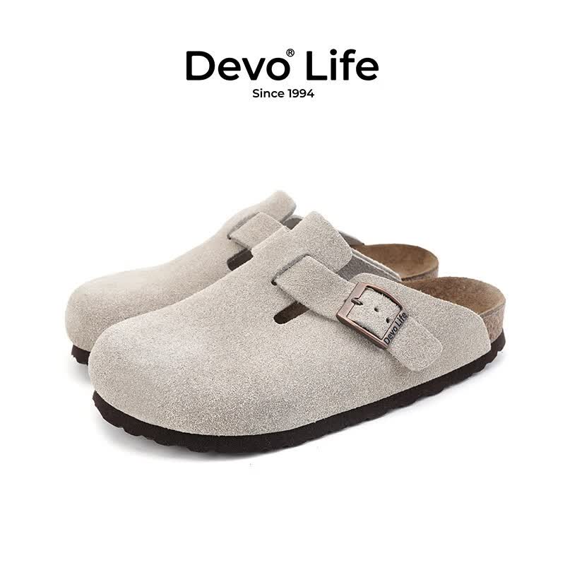 Devo Life的沃软木鞋拖鞋女真牛皮鞋春夏季舒适包头鞋女士拖鞋3624 灰色反绒皮 36高性价比高么？