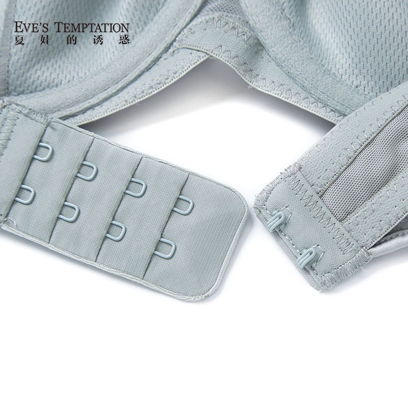 夏娃的诱惑浥轻尘组内衣女夏季薄款软钢圈大胸显小蕾丝性感文胸上托防下垂 水雾蓝 85E