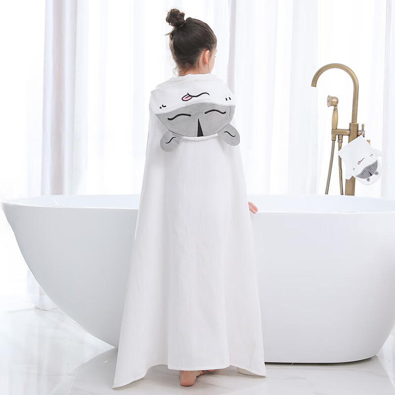 哈乐甜心儿童浴巾斗篷带帽全纯棉吸水速干不掉毛浴袍婴儿洗澡裹巾宝宝包巾抱被男女孩家用大毛巾游泳可穿浴披 仓鼠 90*120cm-建议130身高以下