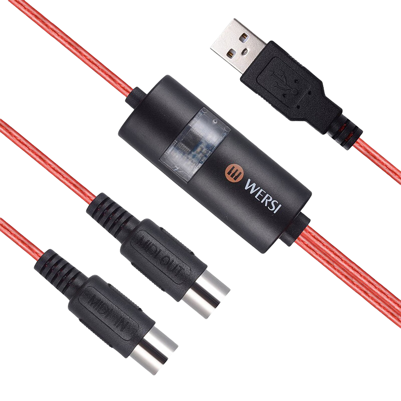 WERSIUSB轉(zhuǎn)MIDI連接線 MidiPort電子鼓電子琴 2米 MIDI線 圖片色