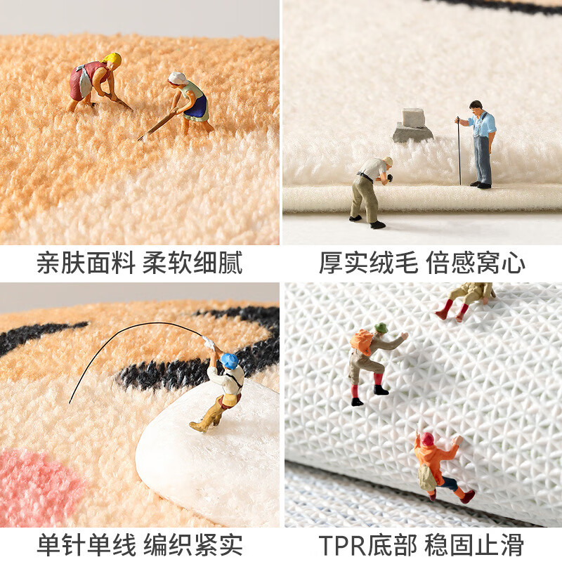 大江羊羔绒长条地毯卧室床边毯防滑隔凉脚毯舒适飘窗垫毯 云尚 80*160cm