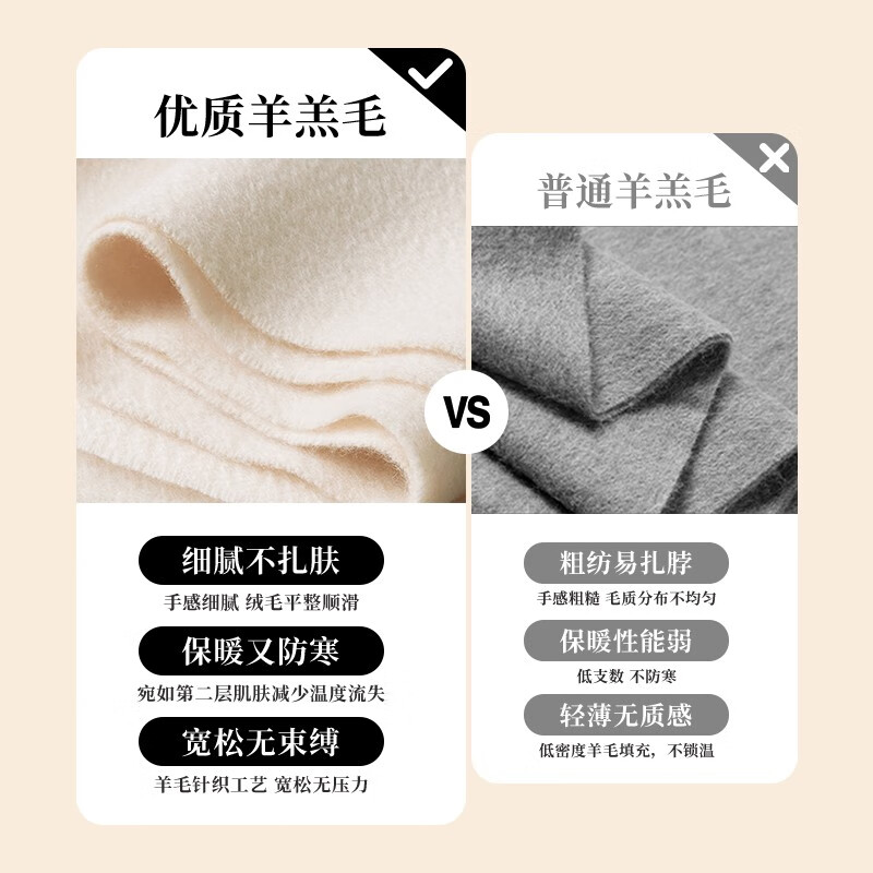 牧尔西格纹围巾女百搭冬季纯羊毛围巾女士保暖围脖圣诞节礼物【礼盒装】 驼米咖格