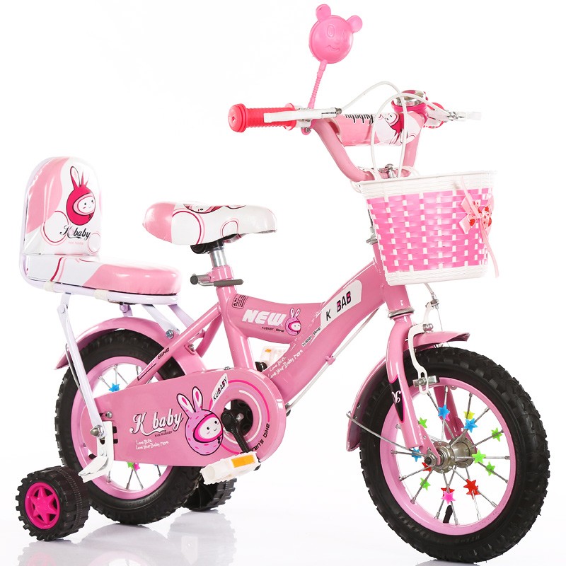 洛欧辰儿童自行车2-3-4-5-6-7-9岁男女孩宝宝单车12/14/16寸小孩脚踏车 粉色普通轮+礼包 12寸适合2-3岁（80-95厘米）