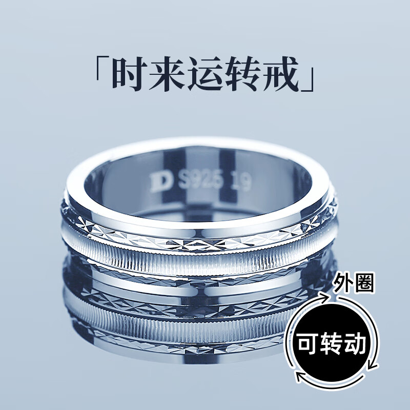 威祺可转动戒指925银男个性时尚七夕情人节礼物送男友 时来运转戒指10