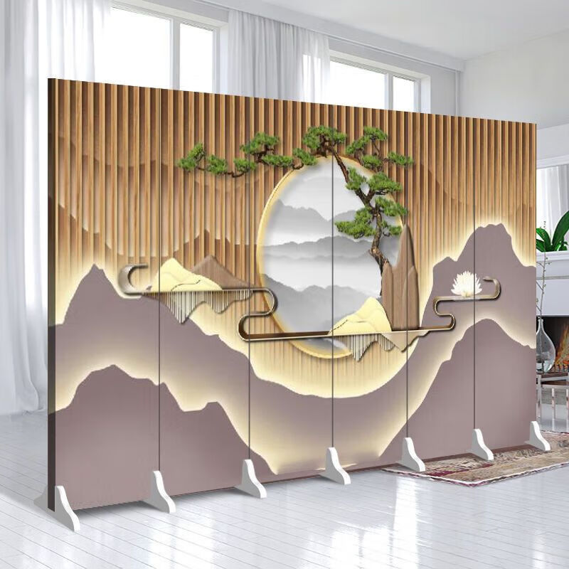 琅俐弥古筝屏风隔断中国风餐厅移动采耳馆足疗养生馆中式折叠遮挡背景