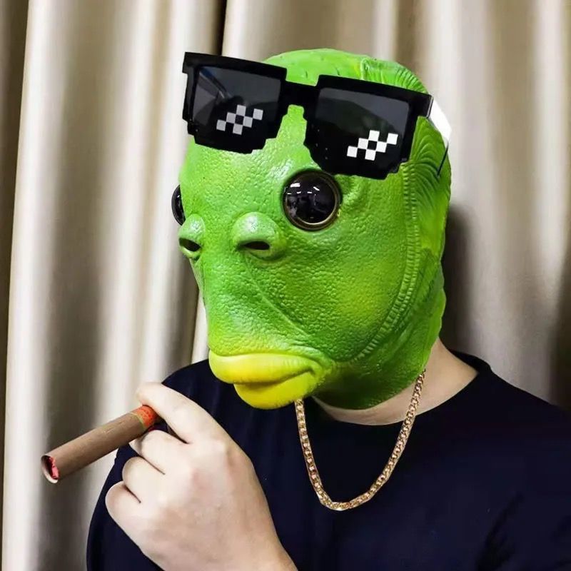 绿头鱼头套无异味网红怪怪鱼头套绿头绿鱼人沙雕无异味男女搞怪恶棍