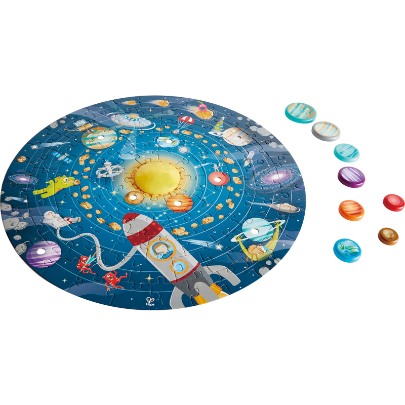 Hape3D立体图LED灯玩具六阶太阳系星球拼图，价格稳定，销量攀升