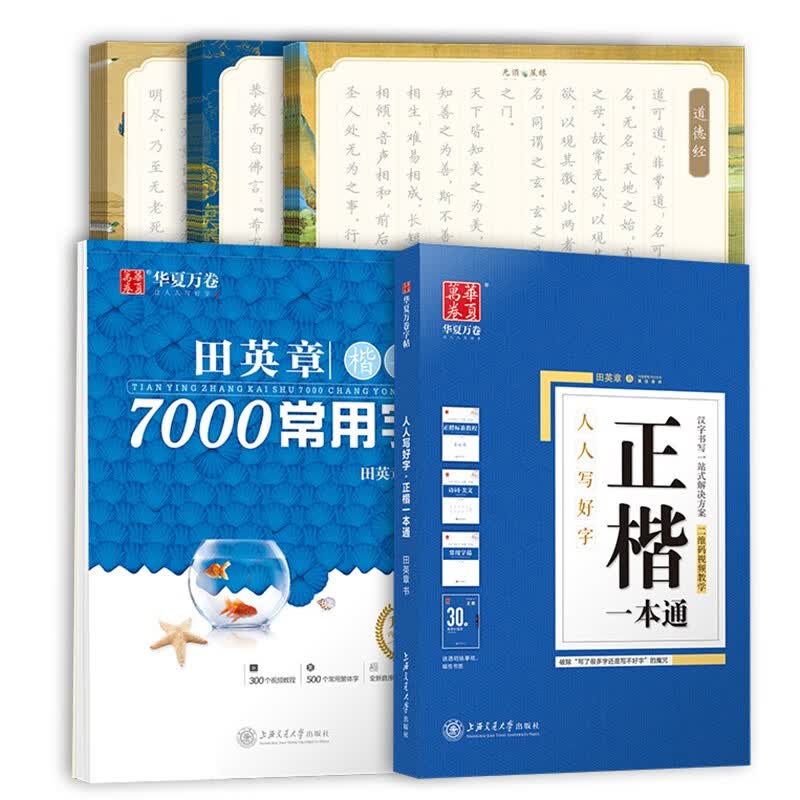 华夏万卷正楷书法字帖9本套 田英章正楷一本通硬笔字帖成人练字速成练字本学生字帖心经金刚经道德经手抄本临摹钢笔字帖7000字