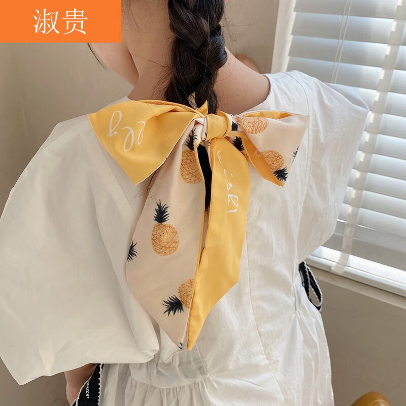 淑贵 儿童丝巾发带女绑发女童蝴蝶结头绳公主宝宝扎头发圈韩国网红发