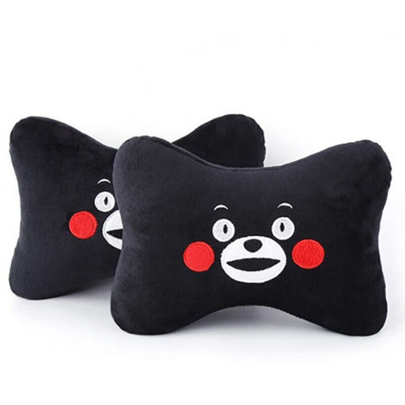 头枕护颈枕汽车座椅车内可爱卡通头枕垫一对车载用品头枕车用 小黑熊