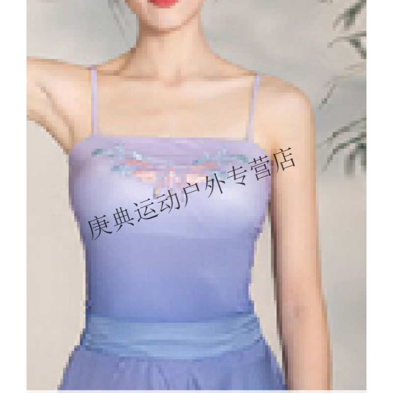 炫逐古典舞蹈服女飘逸身韵纱衣练功服新款中国风舞蹈表演出服仙气套装 烟紫色刺绣吊带 S
