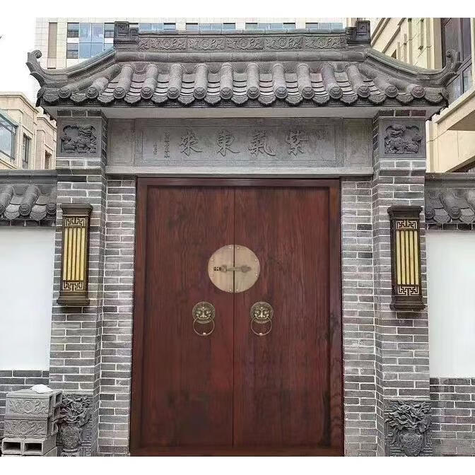 山头林村实木大门双开门 中式老实木仿古四合院别墅木门庭院门老式酒