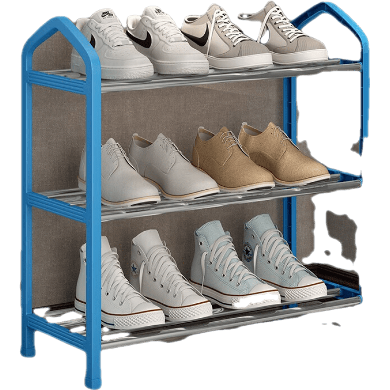 索尔诺 鞋架组合简易收纳多层鞋架防尘宿舍家用门口客厅拖鞋架 K323三层-蓝色-【宽42CM】