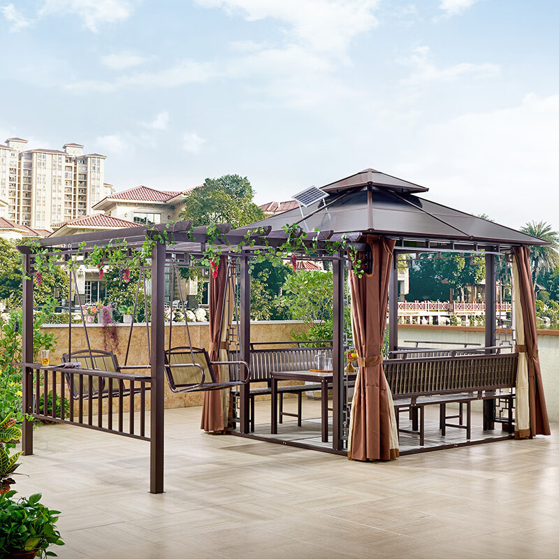 依威欢 户外凉亭花园庭院遮阳棚露台阳台休闲亭子室外楼顶防腐木葡萄