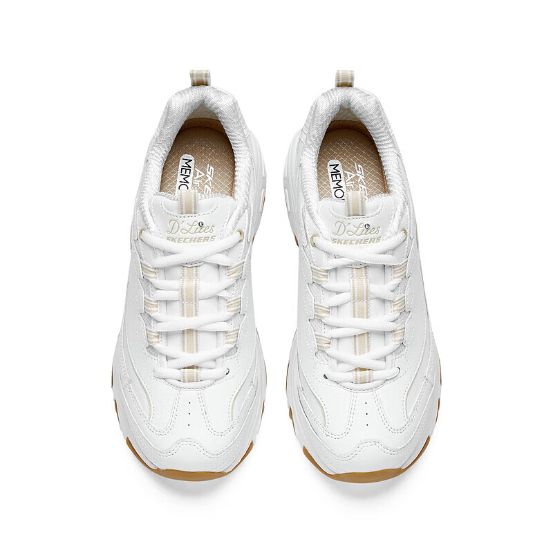 斯凯奇熊猫鞋Skechers女鞋厚底增高百搭复古老爹鞋149807 WHT
