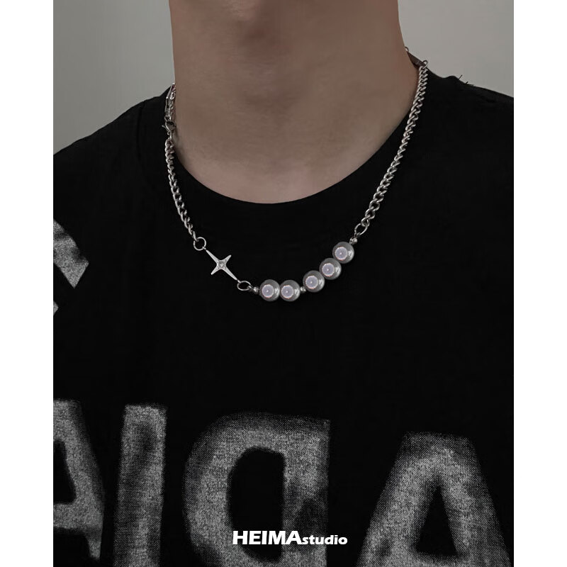 珠佩丽无尽光芒项链夜光珍珠项链男士夏潮流嘻哈小众设计轻奢简约配饰