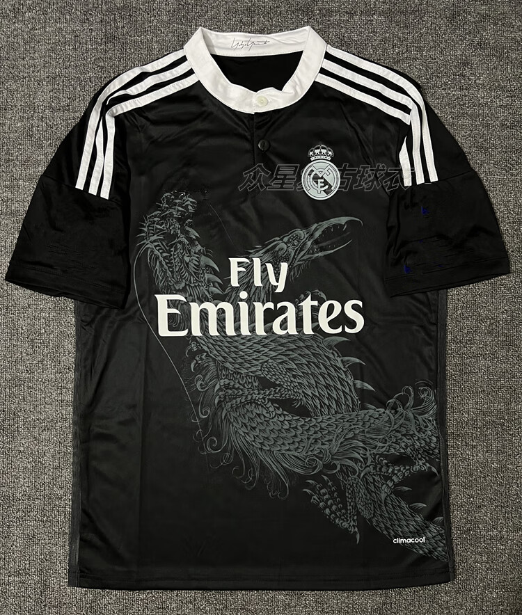 漾步1415皇马黑龙球衣客场7号c罗长袖足球服拉莫斯贝尔j罗本泽马套装