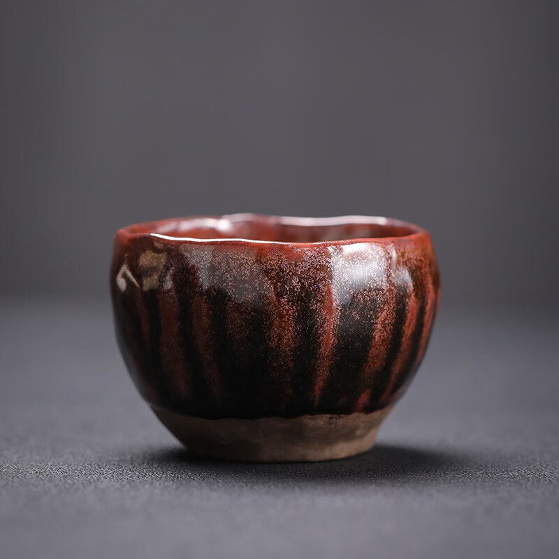 李为成纯手工拉胚柴烧茶杯拙趣杯粗陶个人单杯陶瓷茶具主人杯茶盏 柴