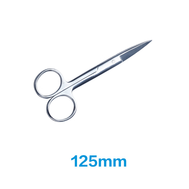 家用医疗器械镊子筒油膏罐腰子盘消毒盘酒精缸 不锈钢医用剪刀125mm
