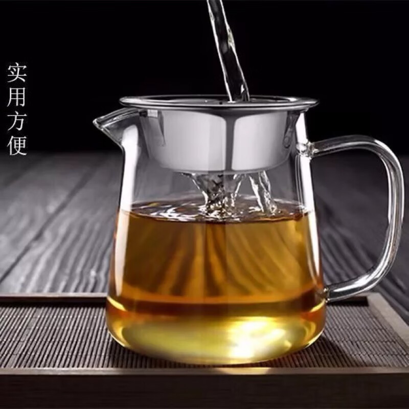 加厚耐热公道杯玻璃透明泡茶过滤功夫茶具配件茶海分茶器茶漏套装 加厚280毫升直身公杯