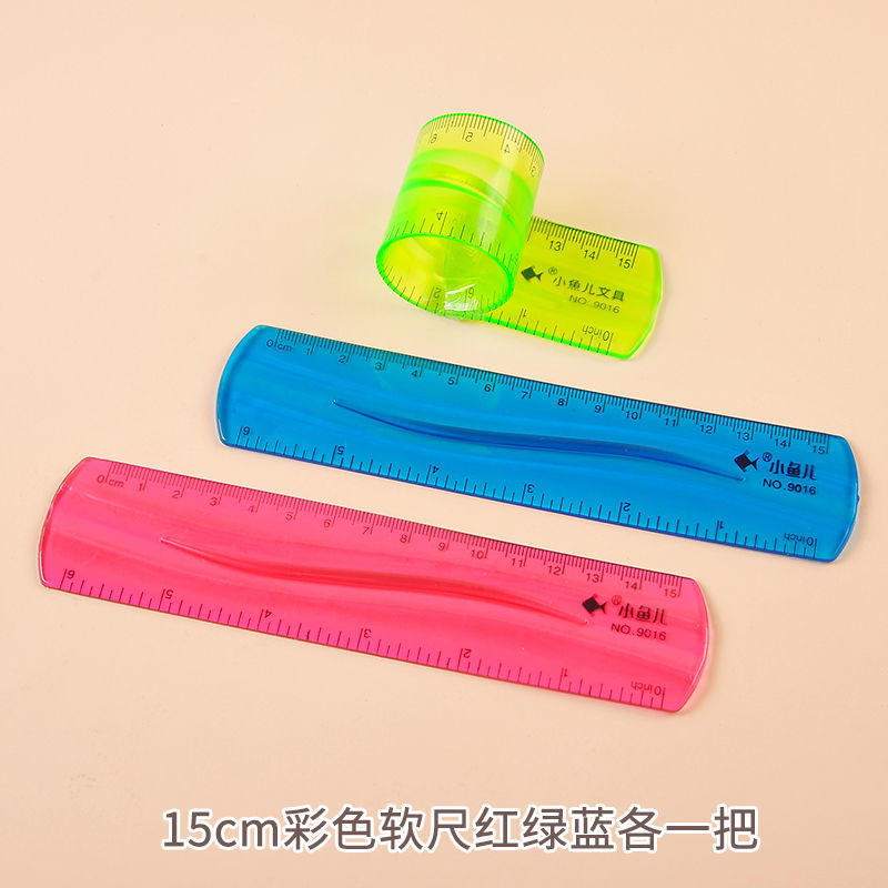 韩麦(hanmai 多功能折叠软尺子波浪线直尺15cm小学生用文具可弯曲