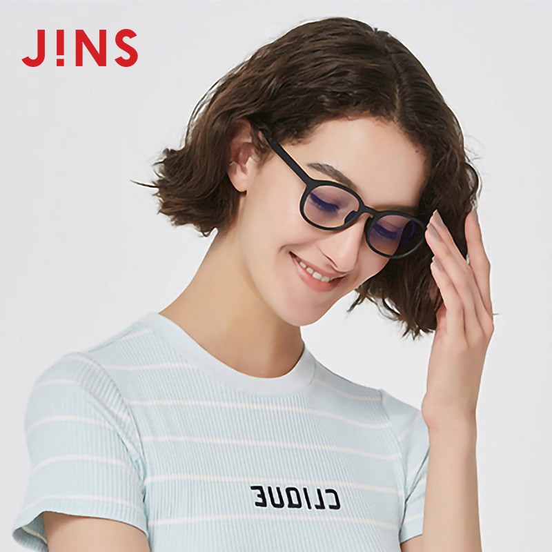 睛姿（JINS）防蓝光眼镜男女防电脑蓝光40%防蓝光眼镜平光镜防紫外护目镜TR90材质FPC17A003 497亚光黑色