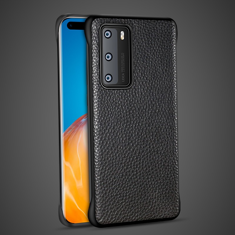 锦灏 华为p40pro手机壳真皮无边款防摔保护套时尚商务简约薄款裸机