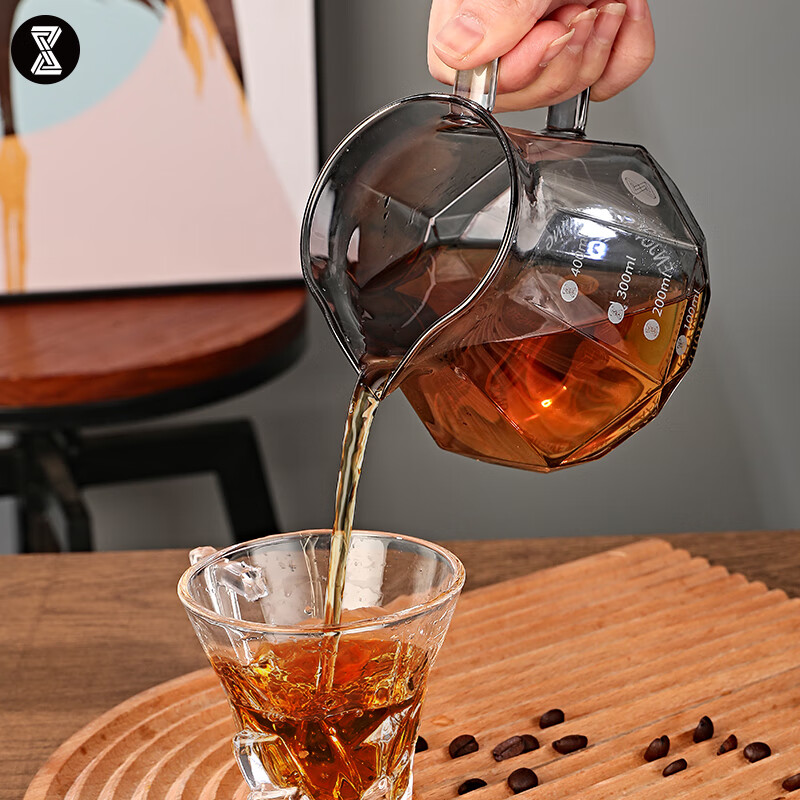 臻航咖啡壶手冲咖啡滤杯玻璃分享壶套装冷萃杯美式滴漏壶带刻度过滤器 烟灰色滤杯+分享壶