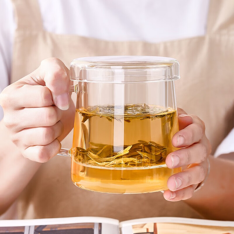 唯铭诺 大容量耐高温可加热玻璃杯 茶水分离杯 双层泡茶杯子 带过滤玻璃水杯 名爵杯 500ML