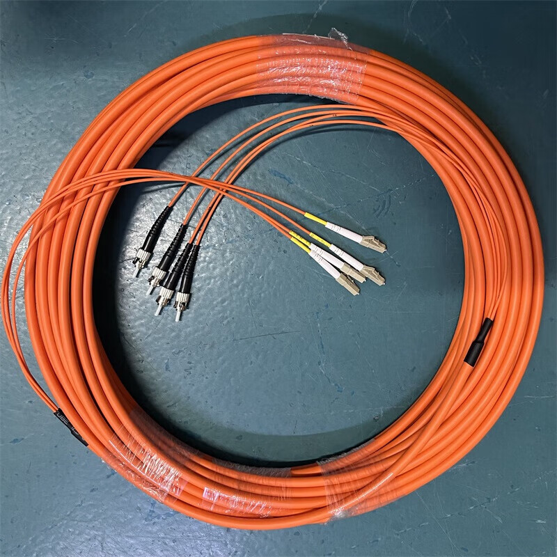 四芯多模尾纜4芯6/8/12芯雙模LC-ST-SC-FC分支纜束狀光纖跳線尾釬 定做4芯多模尾纜LC 定做4芯多模尾纜LC-ST 50m