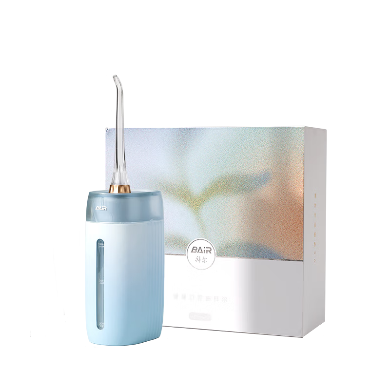 拜爾V5小方瓶 電動(dòng)沖牙器 伸縮便攜式正畸洗牙器潔牙水牙線沖洗器送男友禮盒裝 小藍(lán)瓶