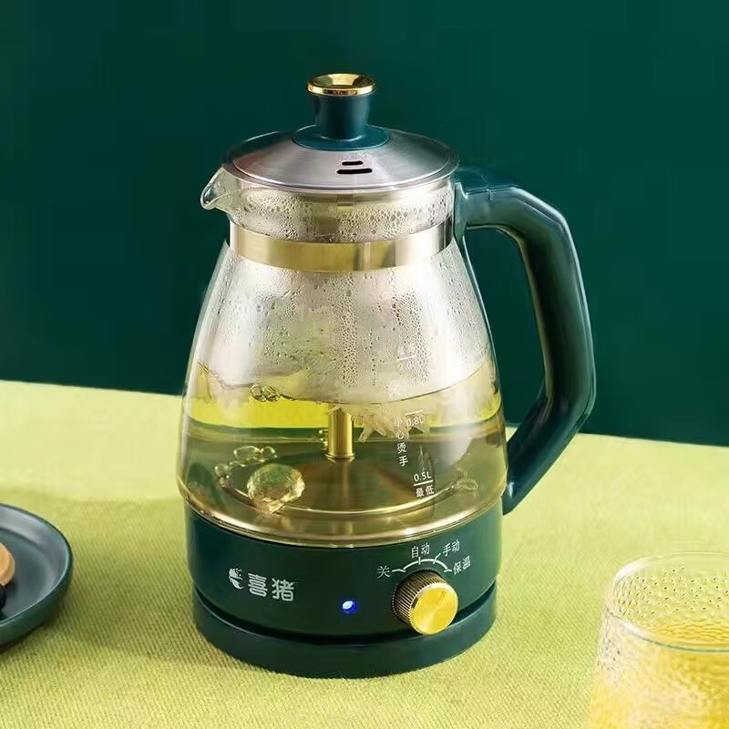 喜猪(hapig)喜猪黑茶煮茶器全自动蒸汽煮茶壶家用加厚玻璃保温旋钮金