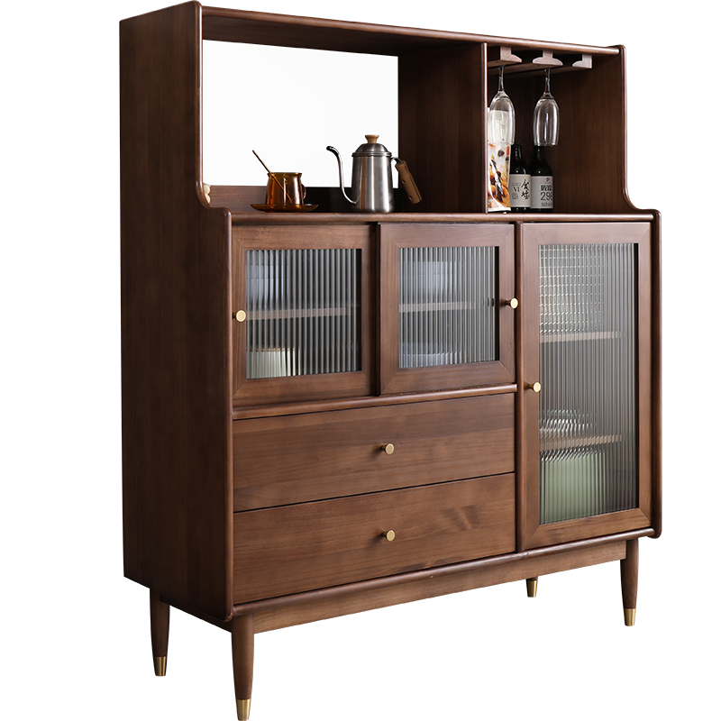 艾迪嘉餐边柜现代简约餐厅柜客厅柜子储物柜微波炉柜 胡桃色加宽 送货到家