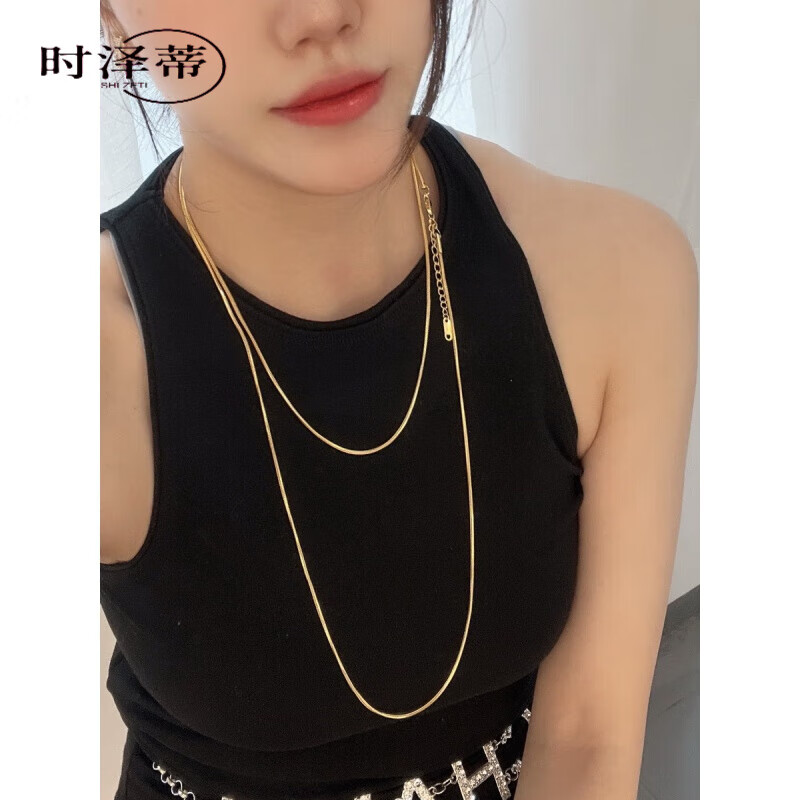 ins轻奢素金长款项链女毛衣链秋冬不掉色送 长蛇骨项链120厘米长款