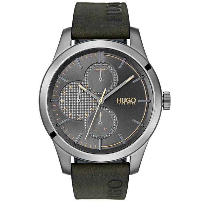 波士(hugo boss)男士手表石英机芯30米防水皮革表带简约时尚腕表46mm