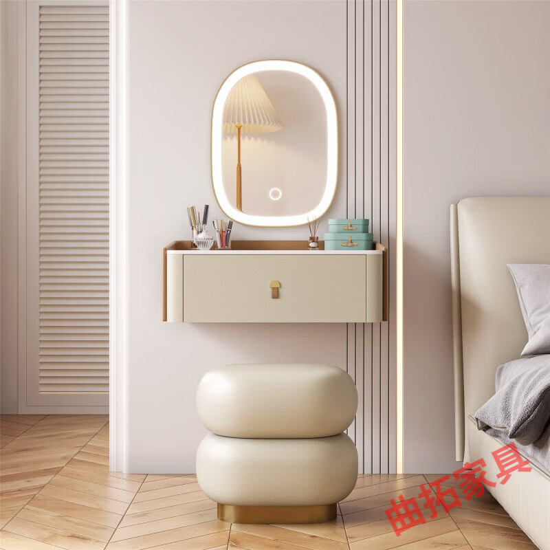 厢柔塌 悬浮梳妆台 悬挂梳妆台轻奢小户挂壁式梳妆台厕所悬挂现代房间
