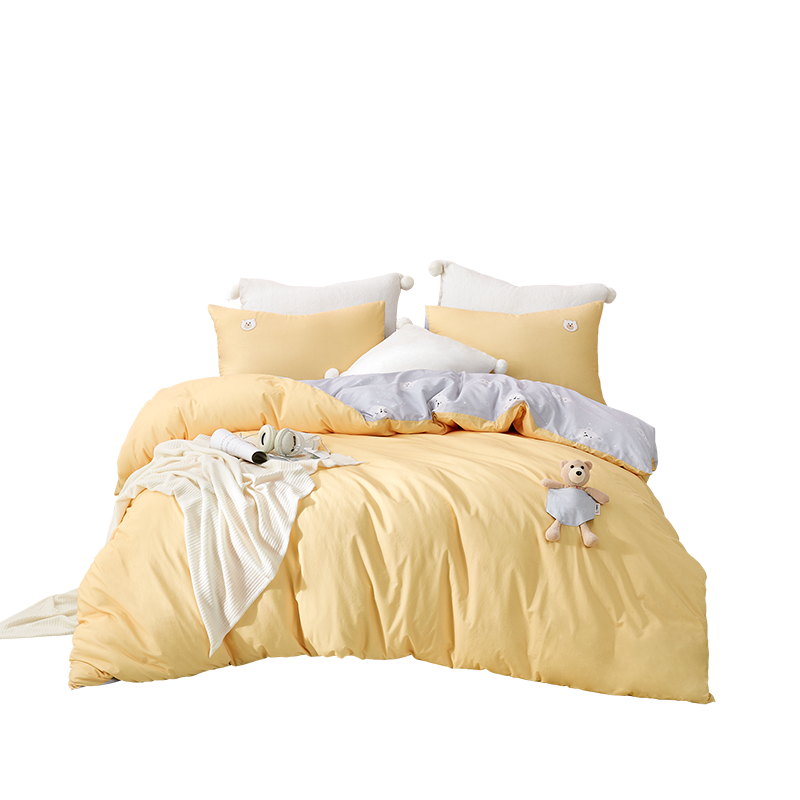 LOVO乐蜗家纺 全棉套件纯棉被套床单枕套床上用品单双人套件被罩被单 软萌甜馨150*215cm
