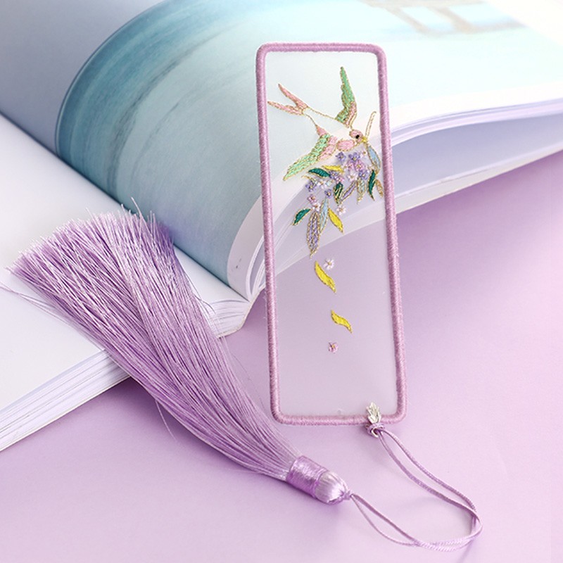 绣魁新款刺绣diy古风扇形书签创意绣品绣花苏绣自己手