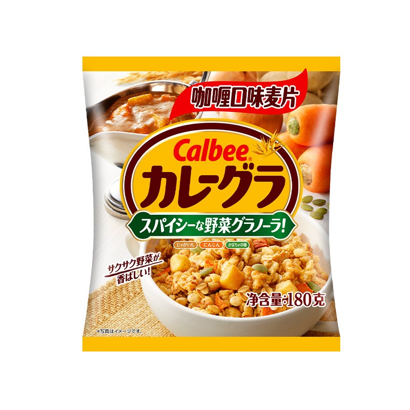 卡乐比Calbee 日本进口咖喱味麦片180g 日式早餐零食咸麦片