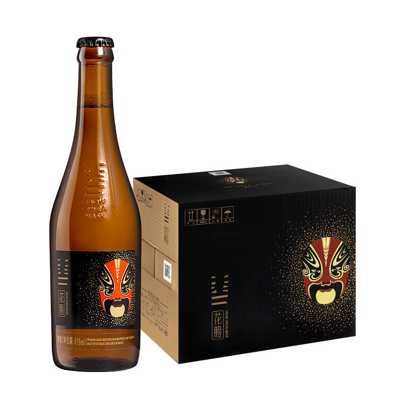 雪花啤酒 脸谱系列 煮出法工艺 花脸 418mL 12瓶 整箱装 到期日4月