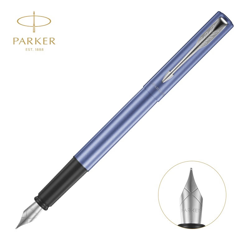 派克(parker 威雅墨水笔签字笔学生钢笔练字书法 威雅xl青出于蓝白夹