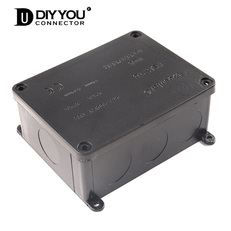 ip68户外电缆接线盒左右二通黑色防水接线盒(无孔) g714(无孔)