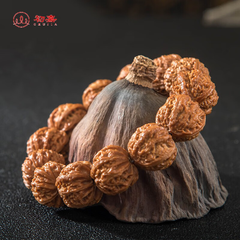 初嘉 收藏级京八棱矮桩麒麟纹 龙脊背大粗筋麻核桃珊瑚纹红皮精品手串