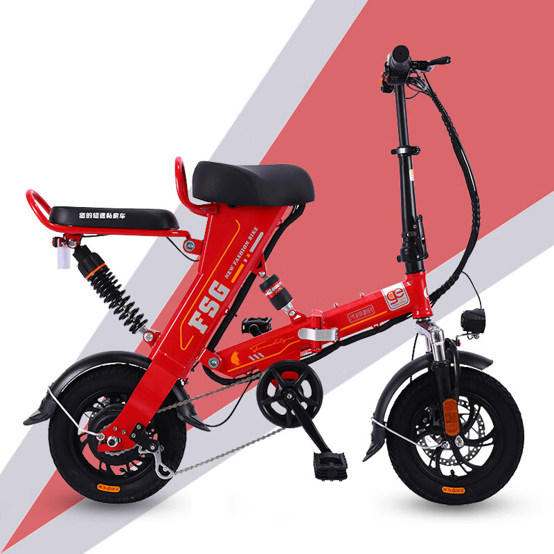 byuebike折叠双人踏板助力锂电池电动自行车男女成人小型代步代驾电瓶