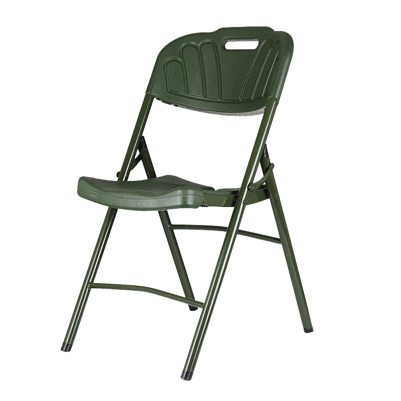 鲸伦 军绿色压花折叠靠背椅  折叠桌椅野战作业会议桌训练战备塑料便携式桌椅野战装备 吹塑椅
