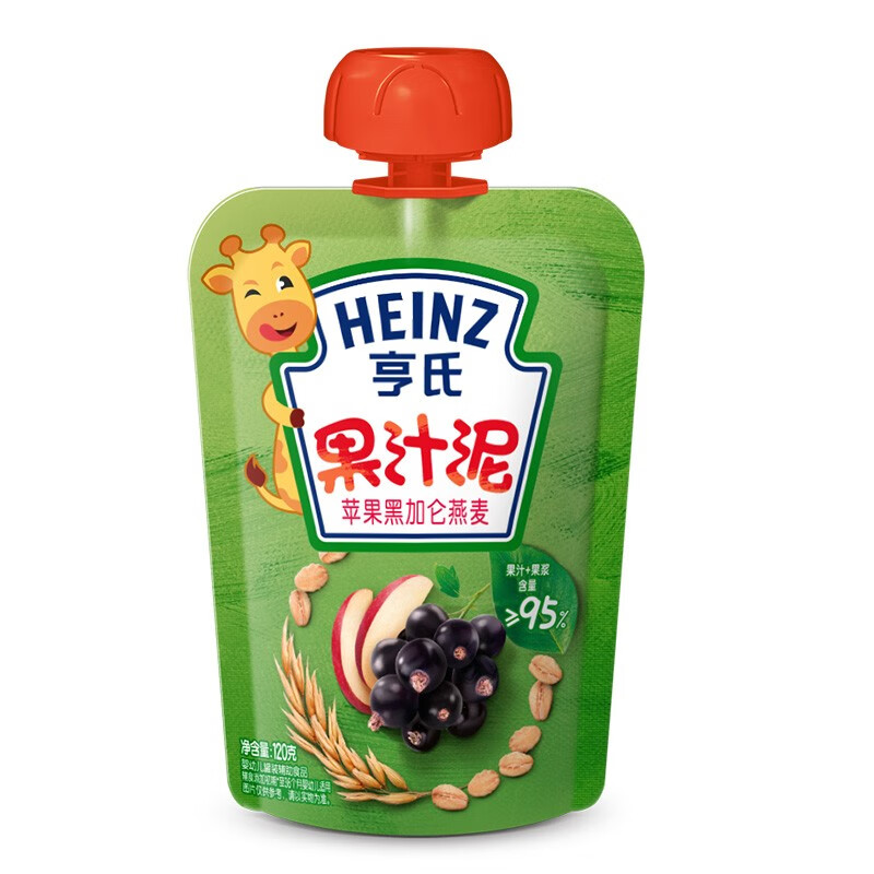 亨氏 (Heinz) 乐维滋果汁泥 苹果黑加仑燕麦 儿童辅食果汁泥120g