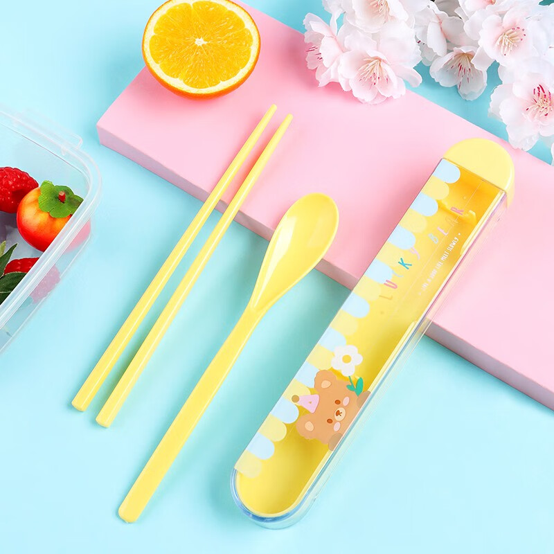 名创优品（MINISO）小熊便携式餐具套装 黄色