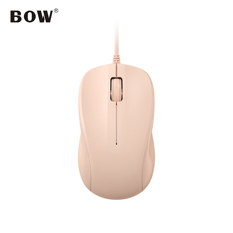 航世（BOW）M136U 有线鼠标 商务办公鼠标 安静舒适鼠标 对称鼠标 笔记本电脑鼠标 粉色