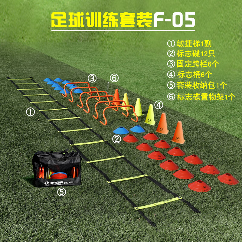 羽痕足球训练器材套装标志桶标志碟盘标志杆障碍物敏捷梯篮球训练器 【F-05球类训练套装】